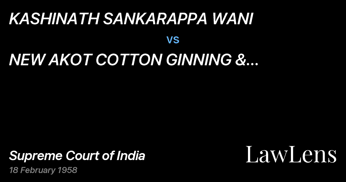 Preview image for KASHINATH SANKARAPPA WANI vs. NEW AKOT COTTON GINNING & PRESSINGCO., LTD.