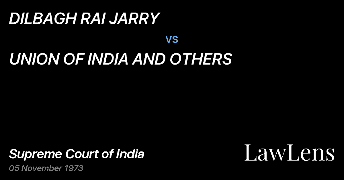 Preview image for DILBAGH RAI JARRY vs. UNION OF INDIA AND OTHERS