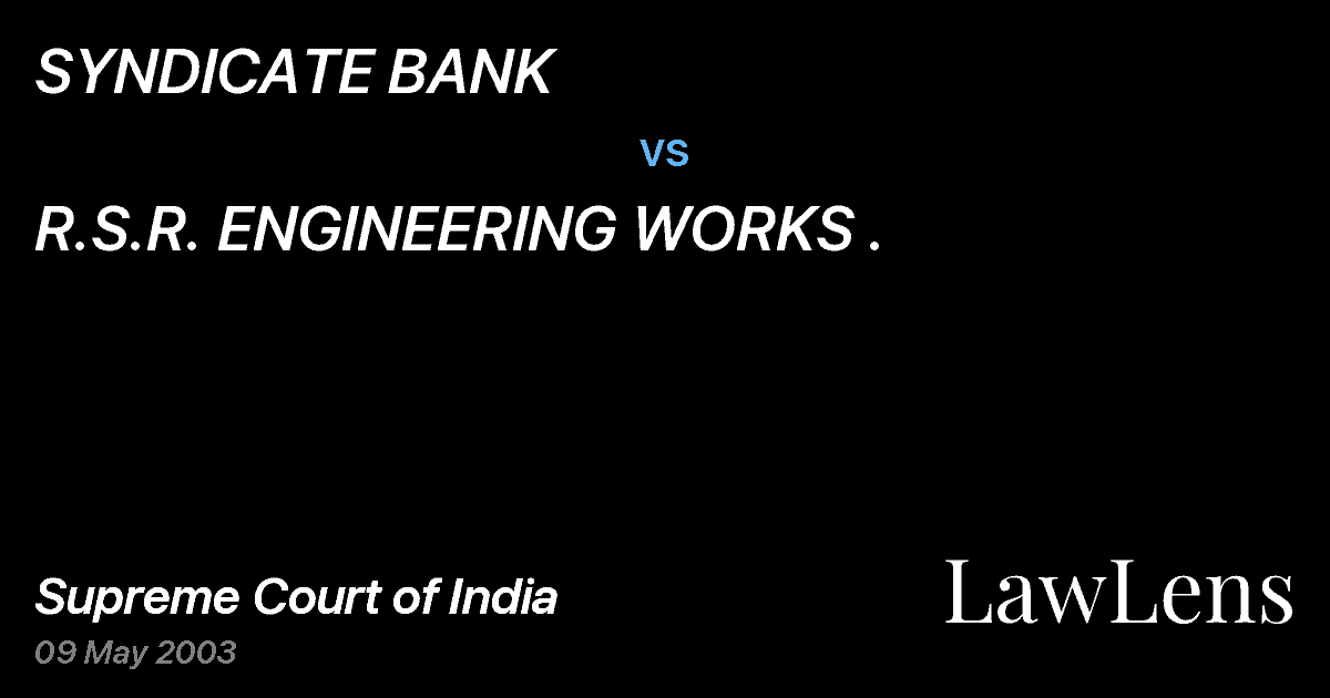 Preview image for SYNDICATE BANK vs. R.S.R. ENGINEERING WORKS .
