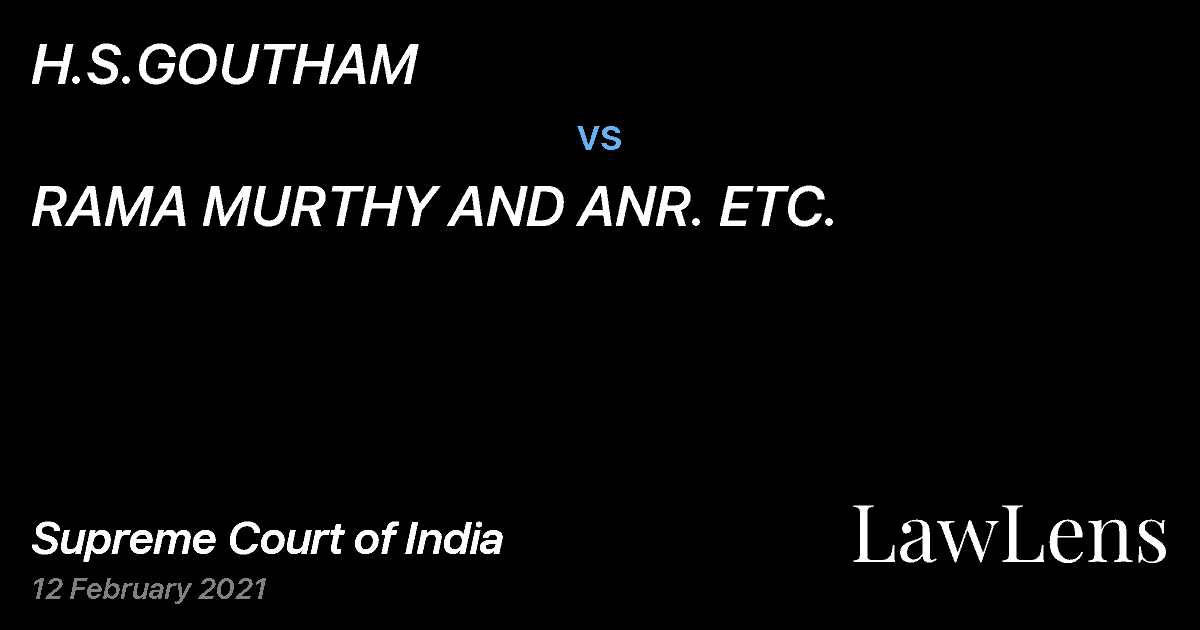 Preview image for H.S.GOUTHAM vs. RAMA MURTHY AND ANR. ETC.