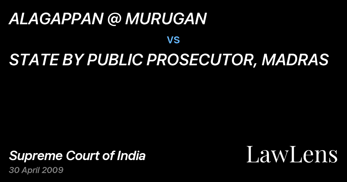 Preview image for ALAGAPPAN @ MURUGAN vs. STATE BY PUBLIC PROSECUTOR, MADRAS