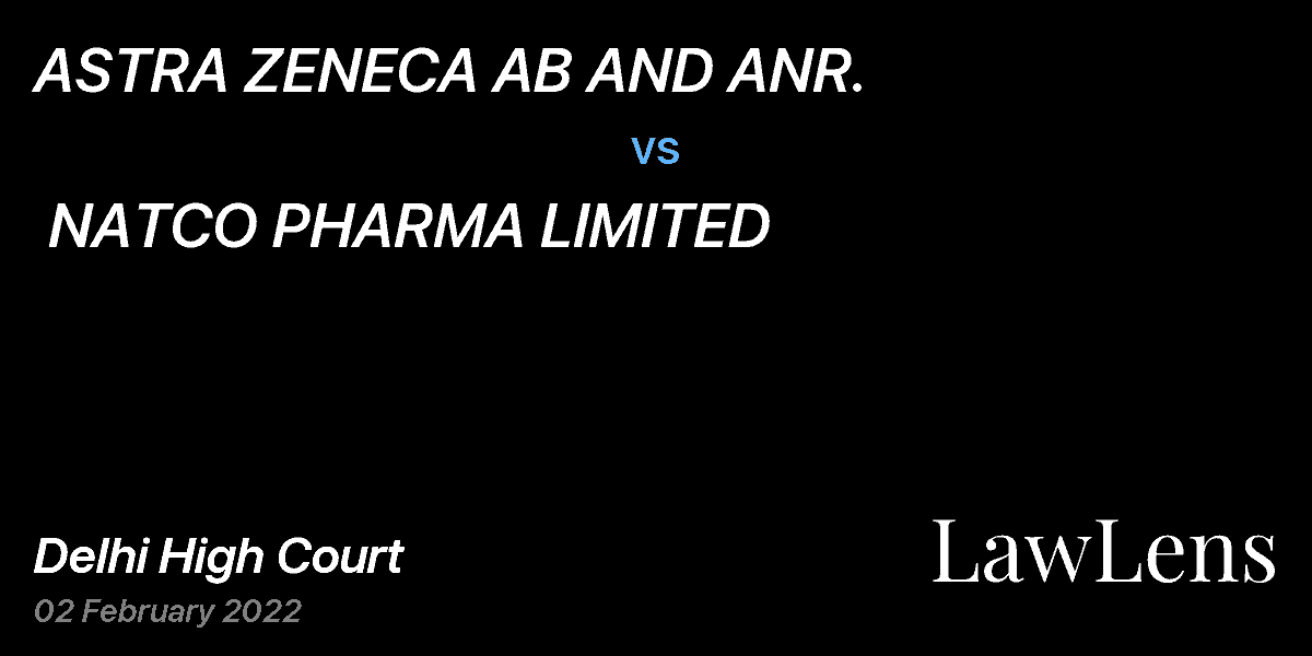 Preview image for ASTRA ZENECA AB AND ANR. vs. NATCO PHARMA LIMITED