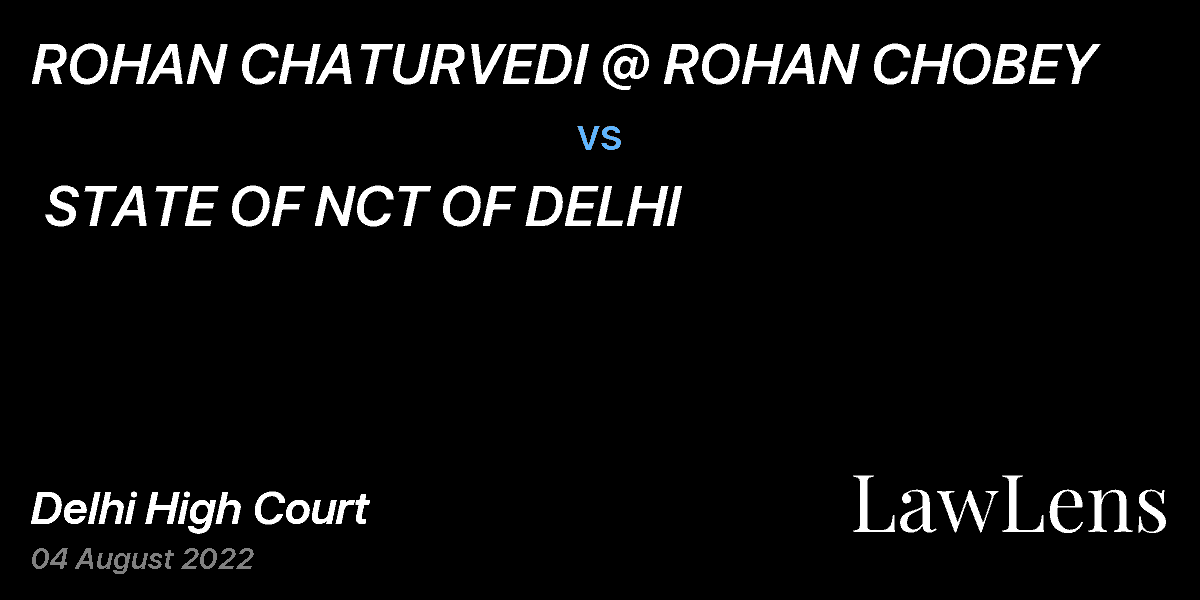 Preview image for ROHAN CHATURVEDI @ ROHAN CHOBEY  vs.  STATE OF NCT OF DELHI