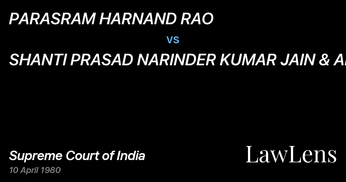 Preview image for PARASRAM HARNAND RAO vs. SHANTI PRASAD NARINDER KUMAR JAIN & ANR.