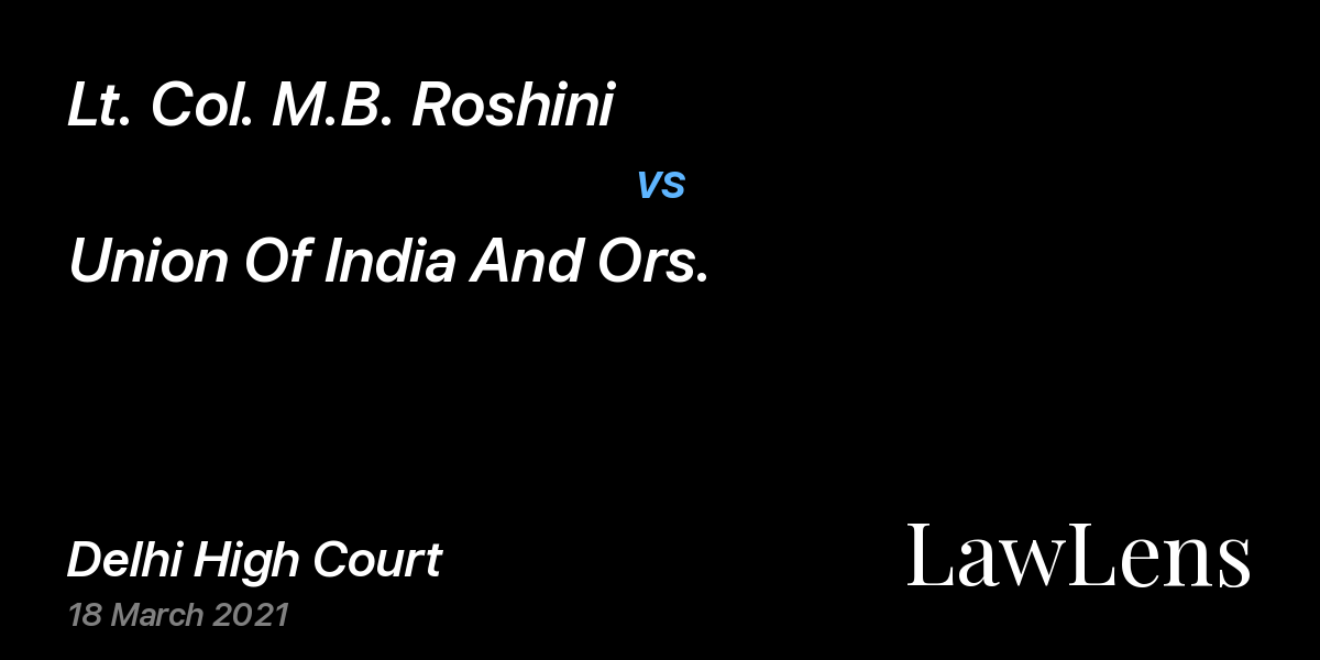 Preview image for Lt. Col. M.B. Roshini vs. Union Of India And Ors.