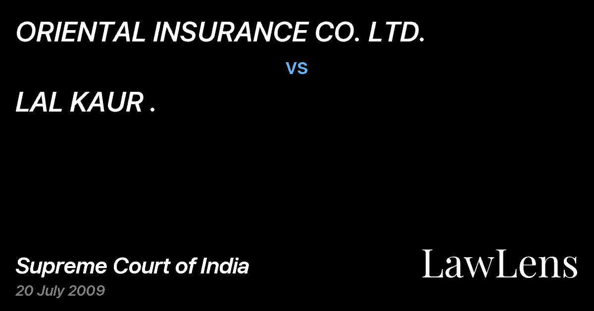 Preview image for ORIENTAL INSURANCE CO. LTD. vs. LAL KAUR .