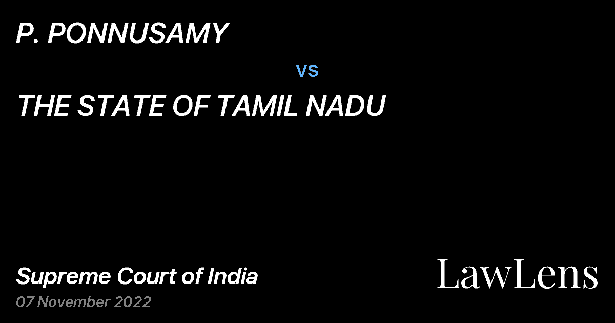 Preview image for P. PONNUSAMY vs. THE STATE OF TAMIL NADU