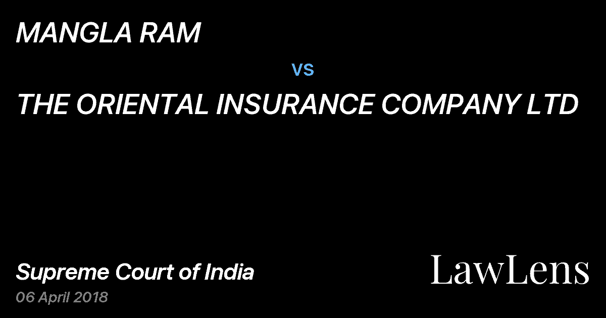 Preview image for MANGLA RAM vs. THE ORIENTAL INSURANCE COMPANY LTD
