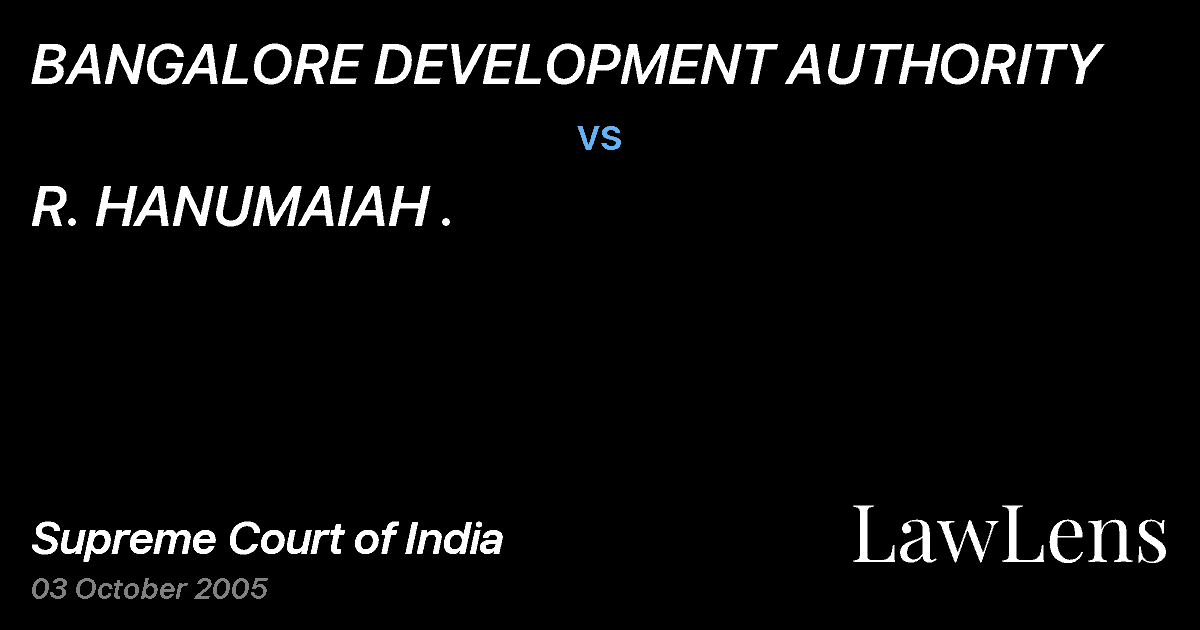 Preview image for BANGALORE DEVELOPMENT AUTHORITY vs. R. HANUMAIAH .