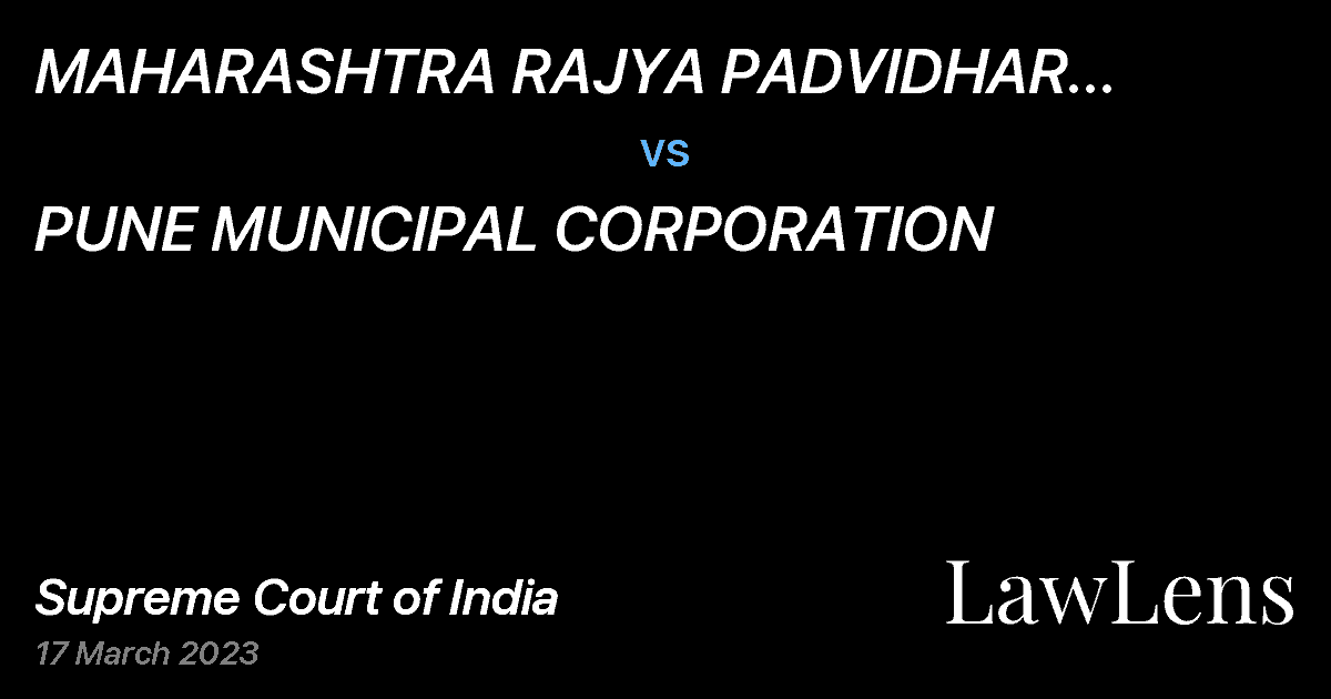 Preview image for MAHARASHTRA RAJYA PADVIDHAR PRATHAMIK SHIKSHAK VA KENDRA PRAMUKH SABHA vs. PUNE MUNICIPAL CORPORATION