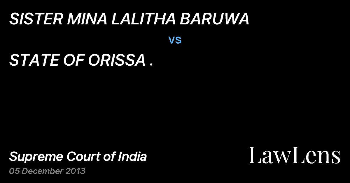 Preview image for SISTER MINA LALITHA BARUWA vs. STATE OF ORISSA .