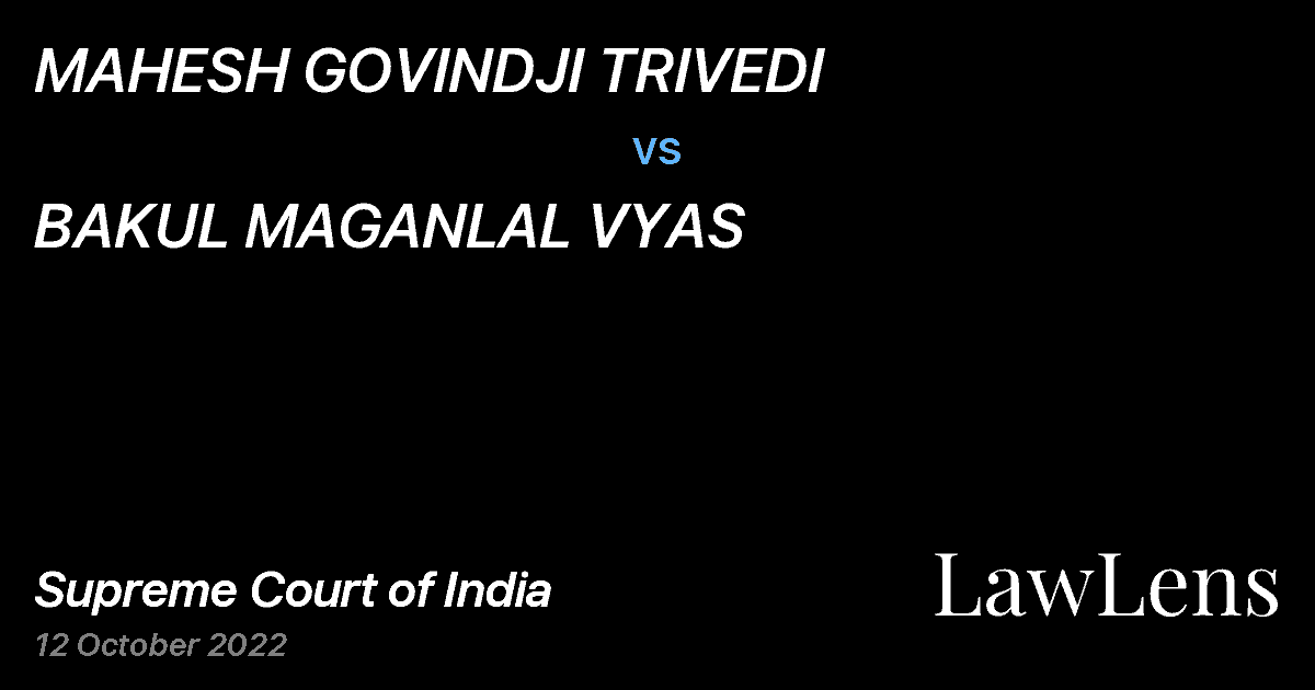 Preview image for MAHESH GOVINDJI TRIVEDI vs. BAKUL MAGANLAL VYAS