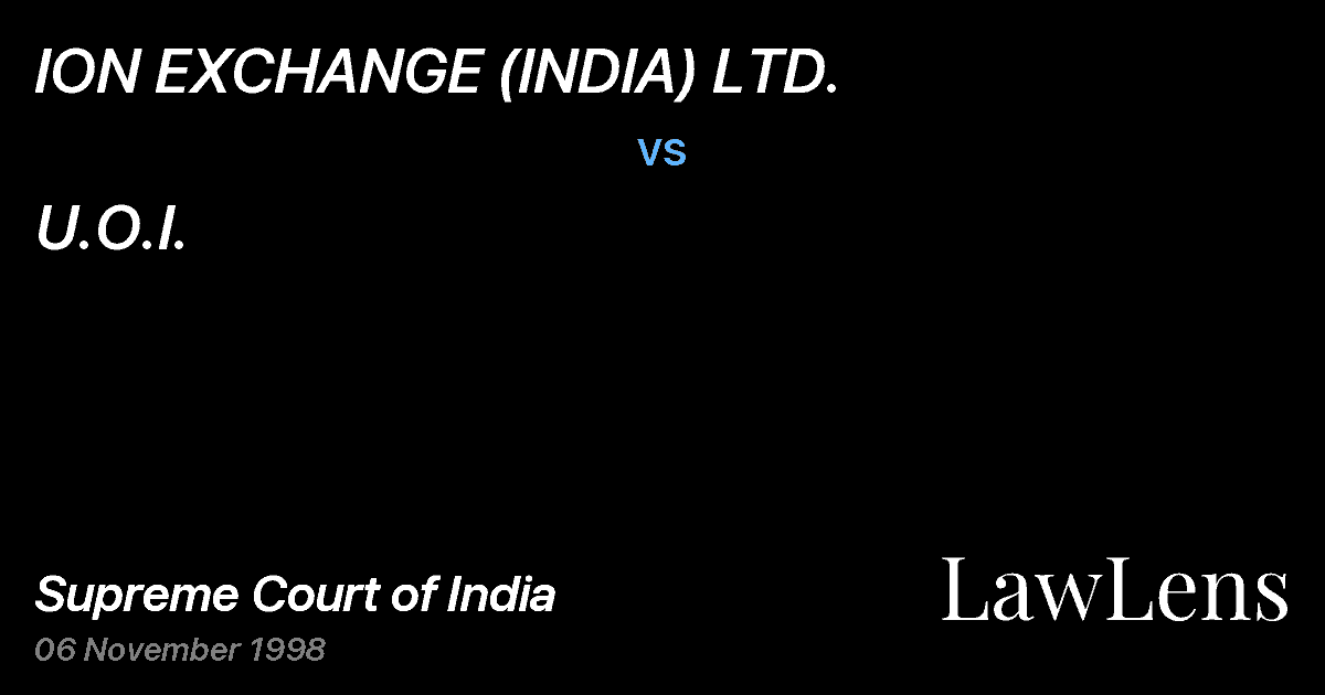 Preview image for ION EXCHANGE (INDIA) LTD. vs. U.O.I.