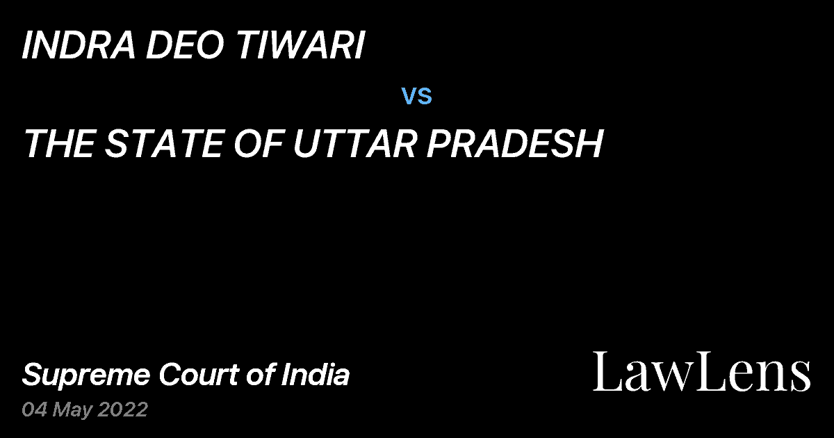 Preview image for INDRA DEO TIWARI vs. THE STATE OF UTTAR PRADESH
