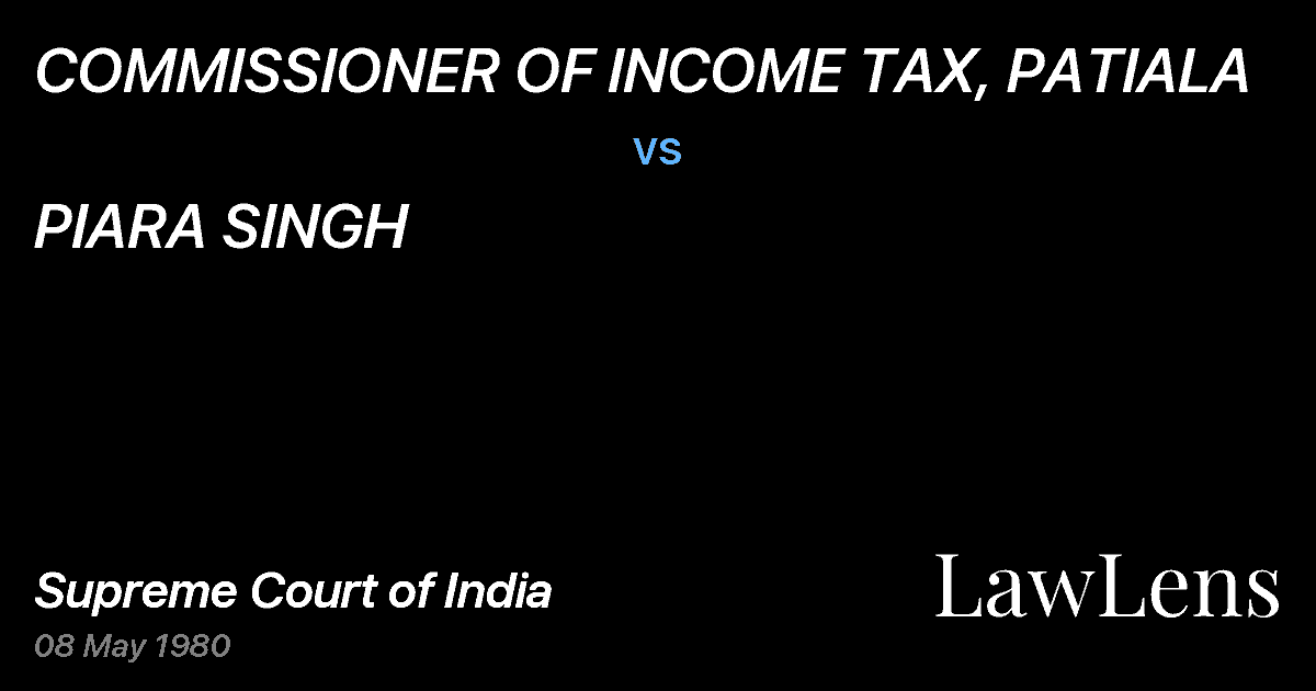 Preview image for COMMISSIONER OF INCOME TAX, PATIALA vs. PIARA SINGH
