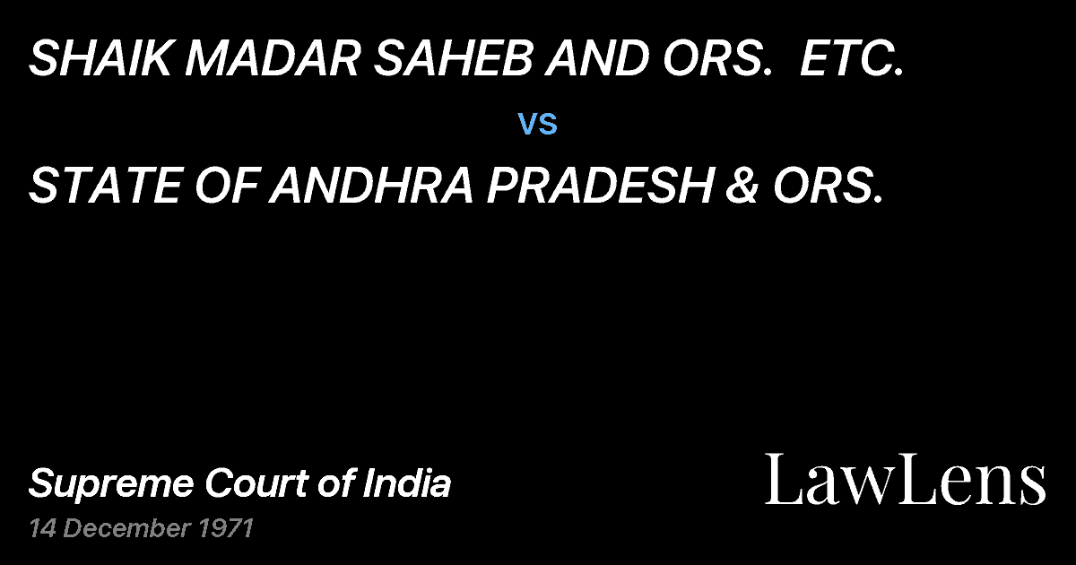 Preview image for SHAIK MADAR SAHEB AND ORS.  ETC. vs. STATE OF ANDHRA PRADESH & ORS.