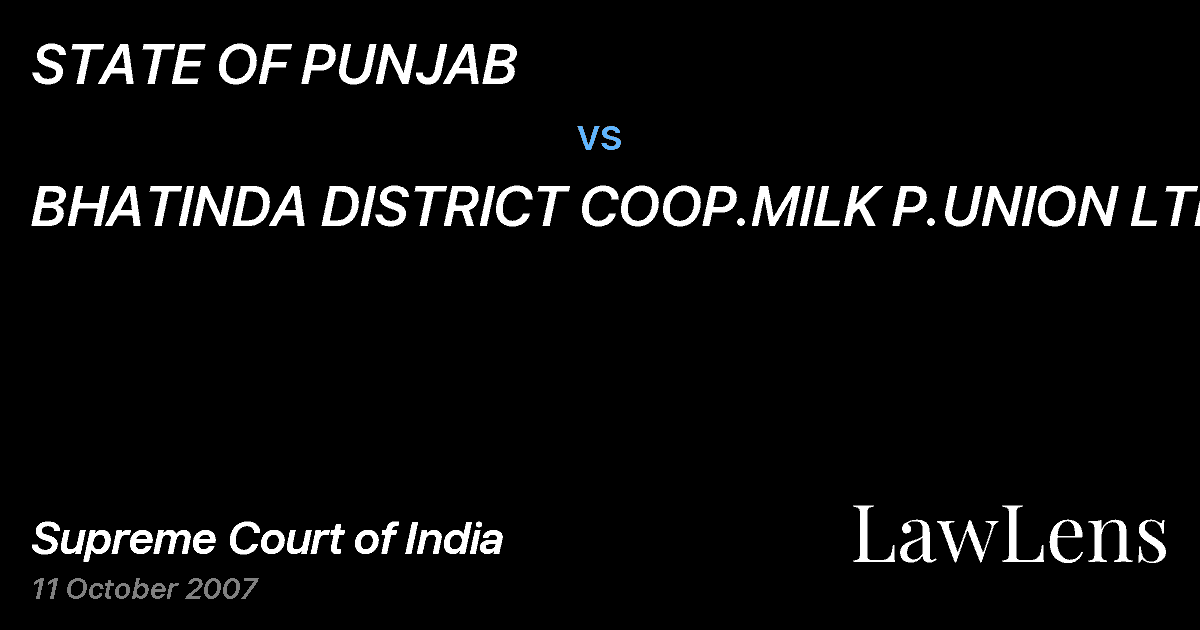 Preview image for STATE OF PUNJAB vs. BHATINDA DISTRICT COOP.MILK P.UNION LTD.
