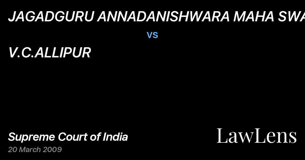 Preview image for JAGADGURU ANNADANISHWARA MAHA SWAMIJI vs. V.C.ALLIPUR