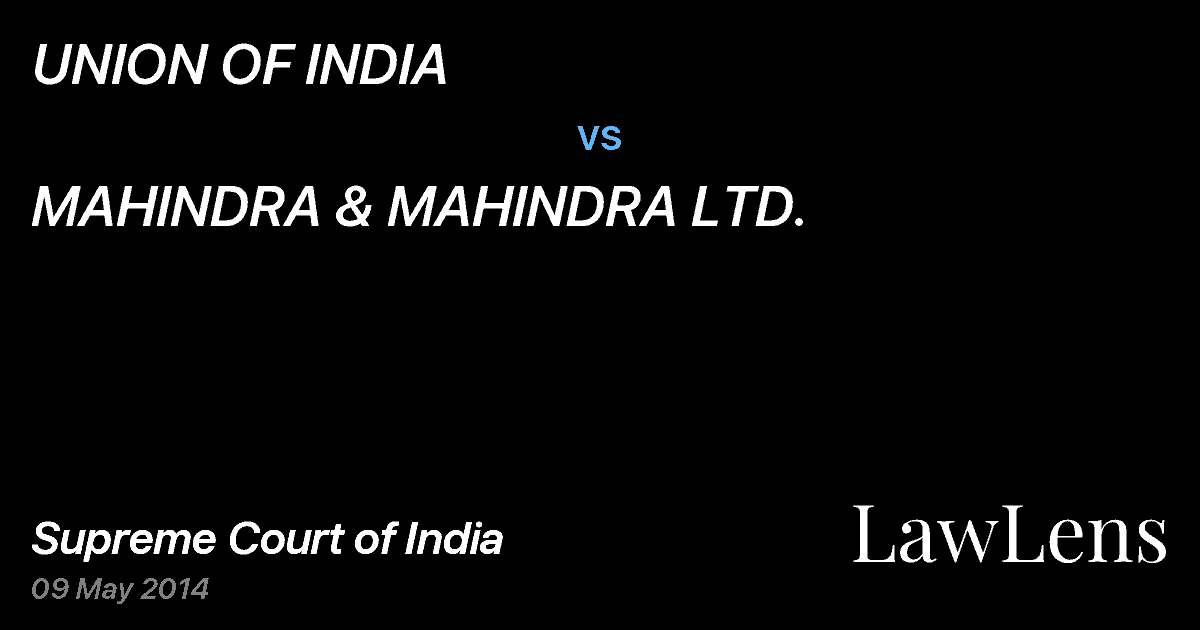 Preview image for UNION OF INDIA vs. MAHINDRA & MAHINDRA LTD.