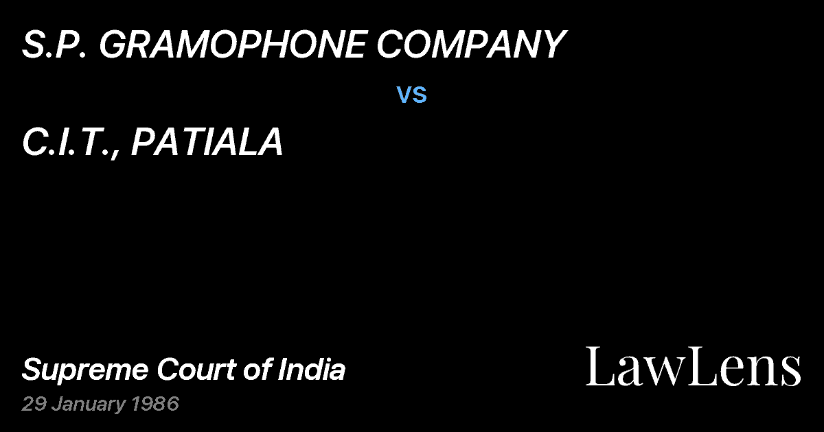 Preview image for S.P. GRAMOPHONE COMPANY vs. C.I.T., PATIALA