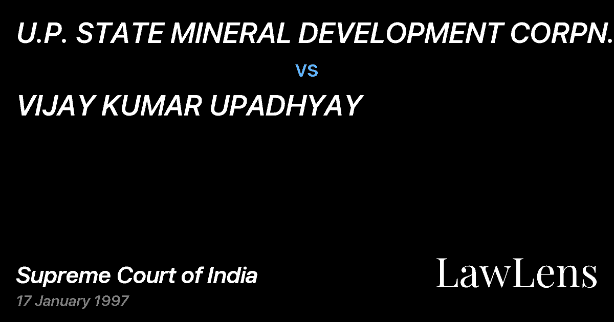 Preview image for U.P. STATE MINERAL DEVELOPMENT CORPN. vs. VIJAY KUMAR UPADHYAY