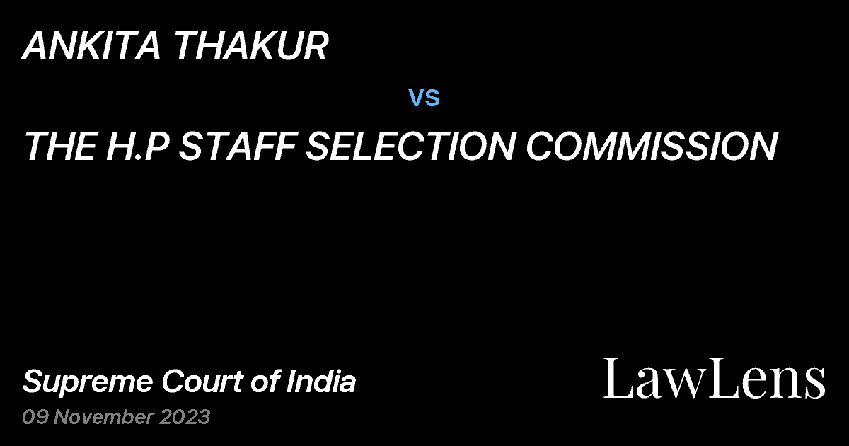 Preview image for ANKITA THAKUR vs. THE H.P STAFF SELECTION COMMISSION