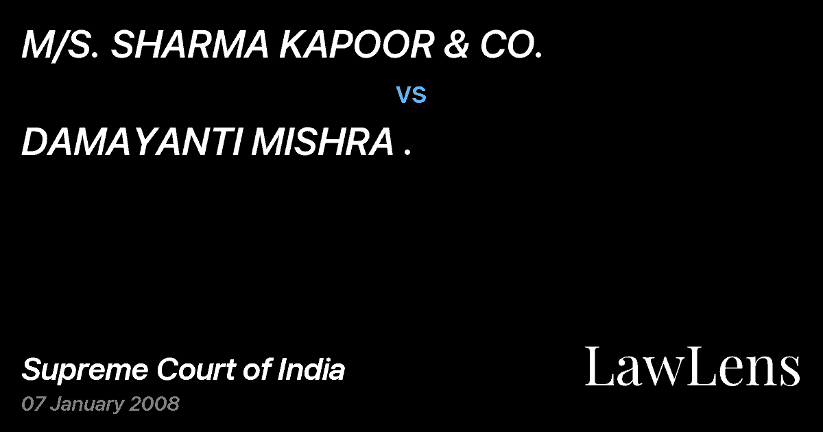 Preview image for M/S. SHARMA KAPOOR & CO. vs. DAMAYANTI MISHRA .