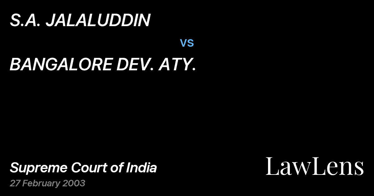 Preview image for S.A. JALALUDDIN vs. BANGALORE DEV. ATY.