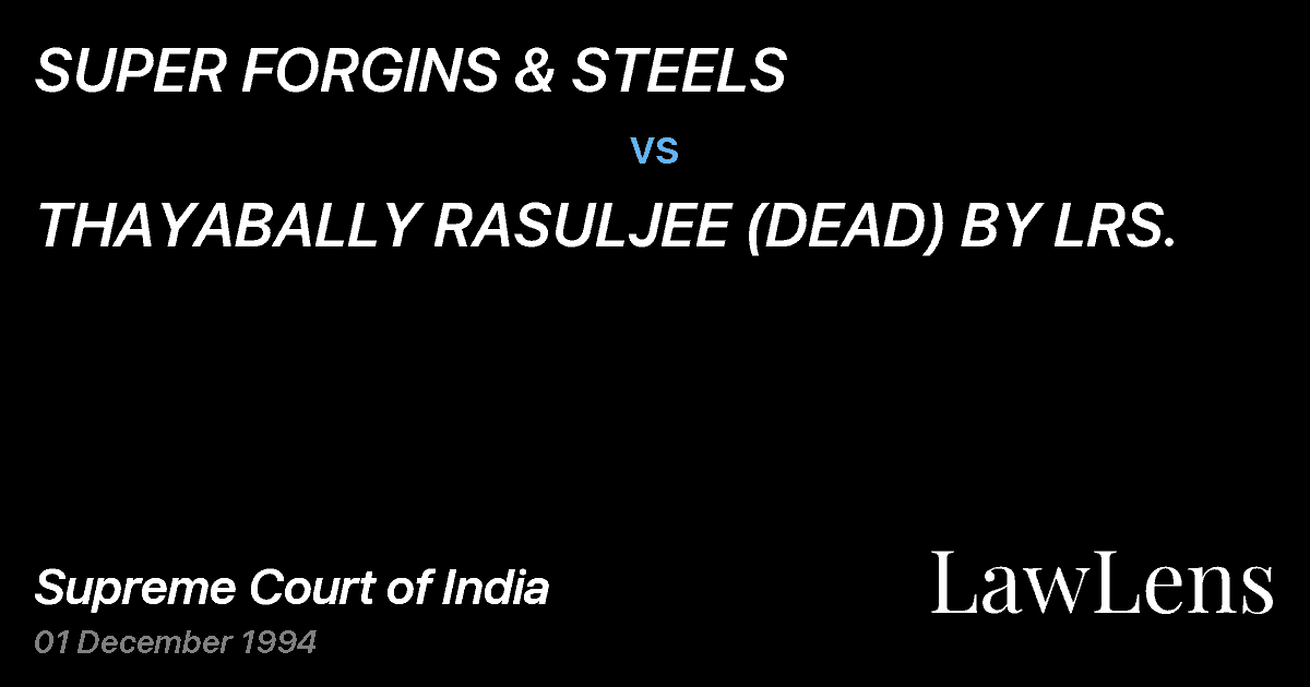 Preview image for SUPER FORGINS & STEELS vs. THAYABALLY RASULJEE (DEAD) BY LRS.