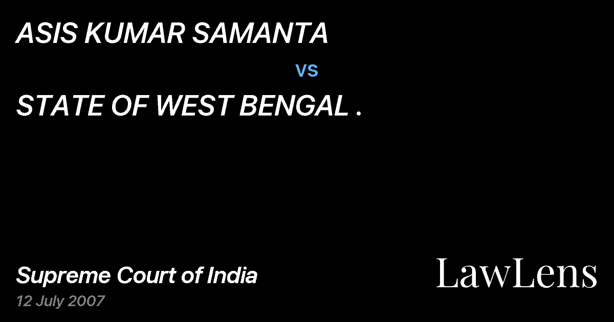 Preview image for ASIS KUMAR SAMANTA vs. STATE OF WEST BENGAL .