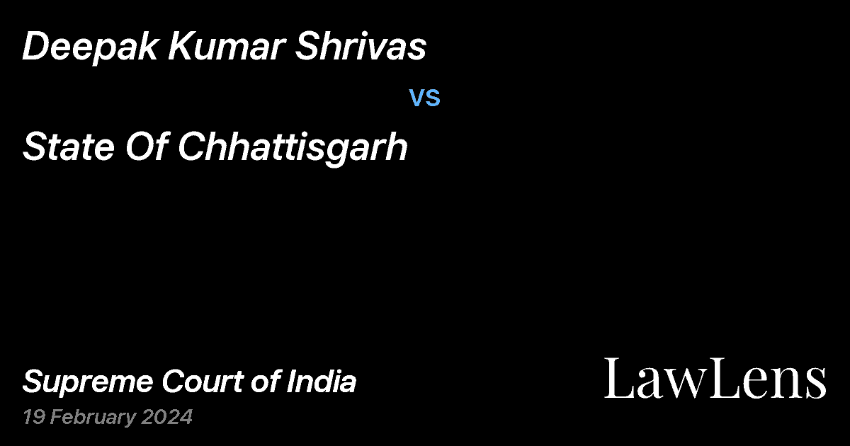Preview image for Deepak Kumar Shrivas vs. State Of Chhattisgarh