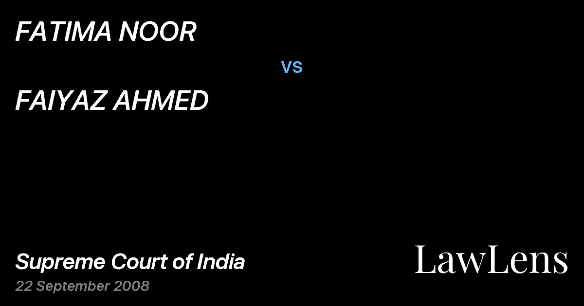 Preview image for FATIMA NOOR vs. FAIYAZ AHMED