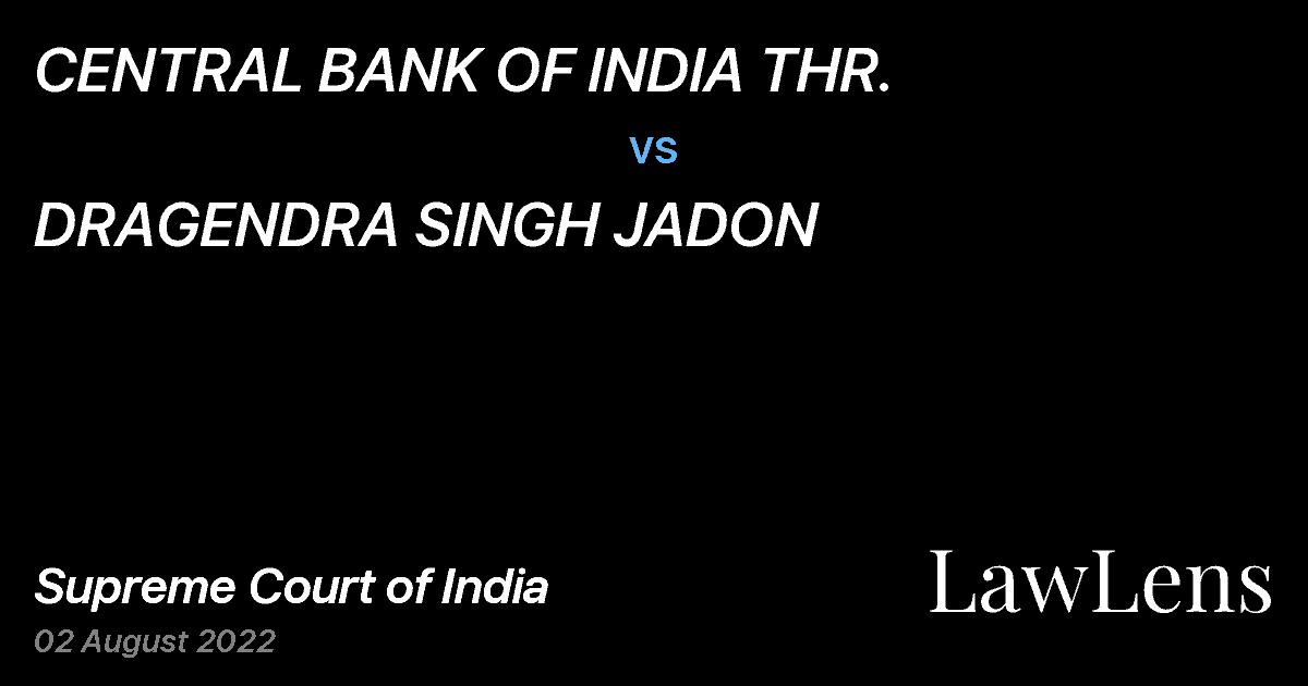 Preview image for CENTRAL BANK OF INDIA THR. vs. DRAGENDRA SINGH JADON