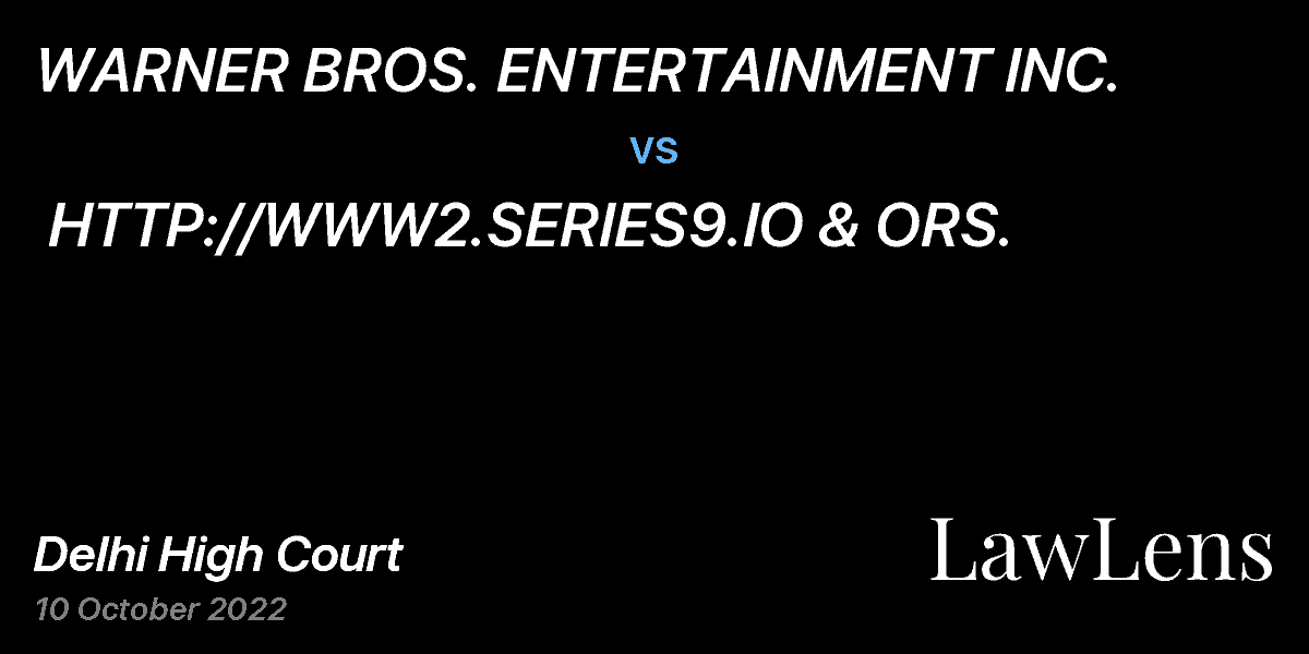 Preview image for WARNER BROS. ENTERTAINMENT INC.  vs.  HTTP://WWW2.SERIES9.IO & ORS.