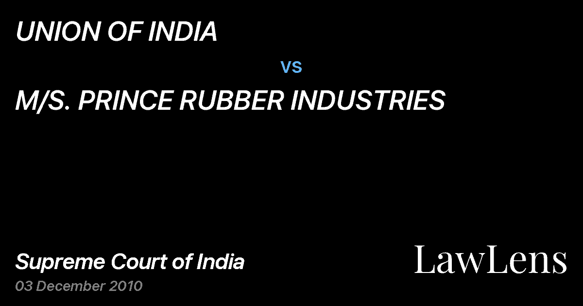 Preview image for UNION OF INDIA vs. M/S. PRINCE RUBBER INDUSTRIES