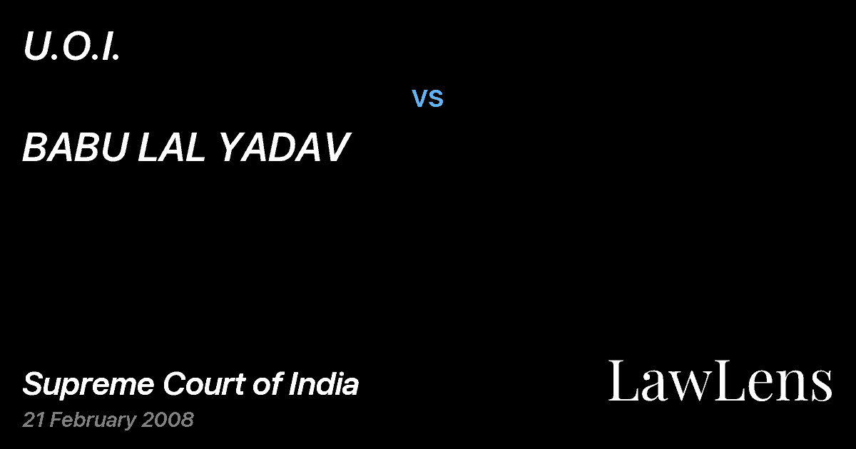 Preview image for U.O.I. vs. BABU LAL YADAV