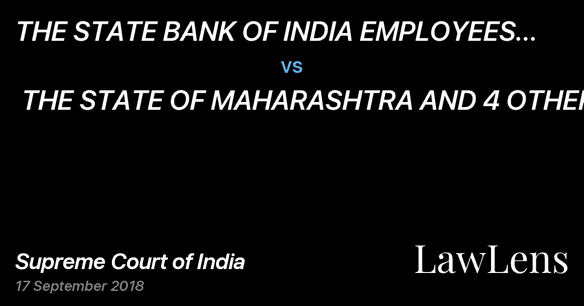 Preview image for THE STATE BANK OF INDIA EMPLOYEES (SAHISHNUTA) CO-OPERATIVE HOUSING SOCIETY LIMITED AND ANOTHER vs. THE STATE OF MAHARASHTRA AND 4 OTHERS