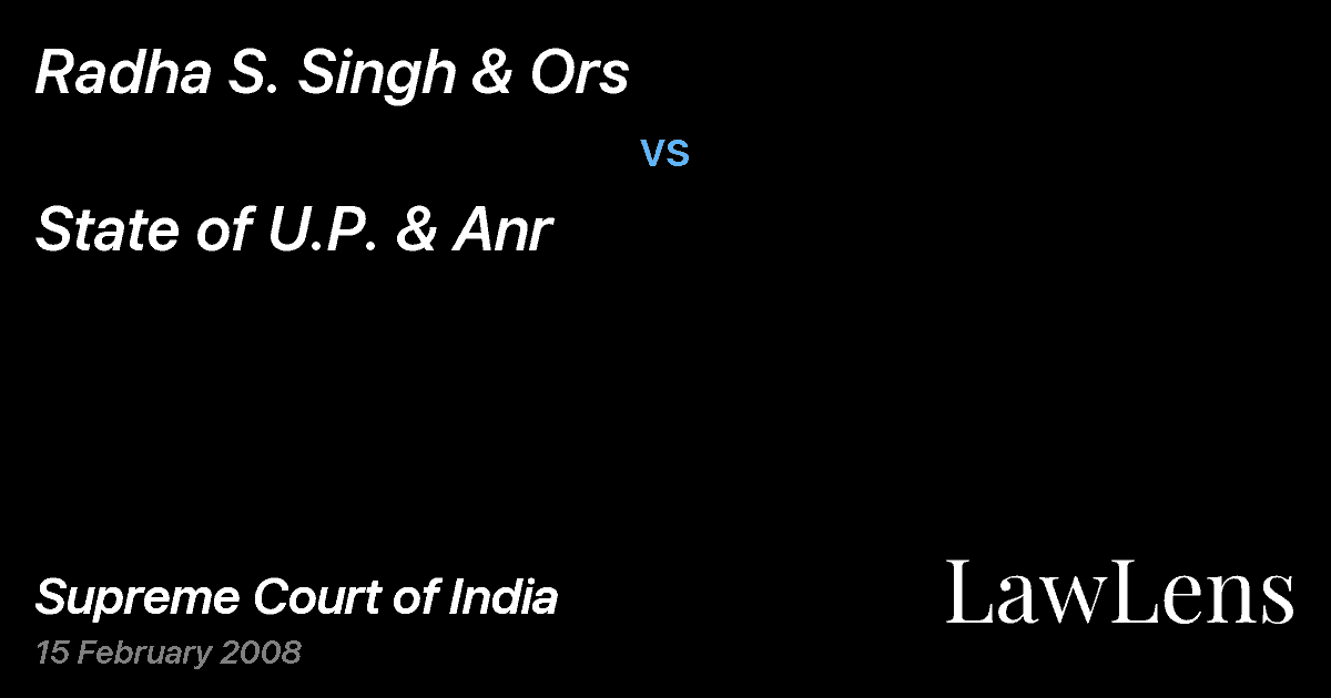 Preview image for Radha S. Singh & Ors vs. State of U.P. & Anr