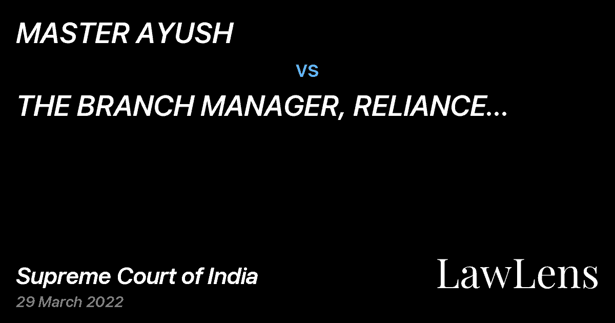 Preview image for MASTER AYUSH vs. THE BRANCH MANAGER, RELIANCE GENERAL INSURANCE CO. LTD.