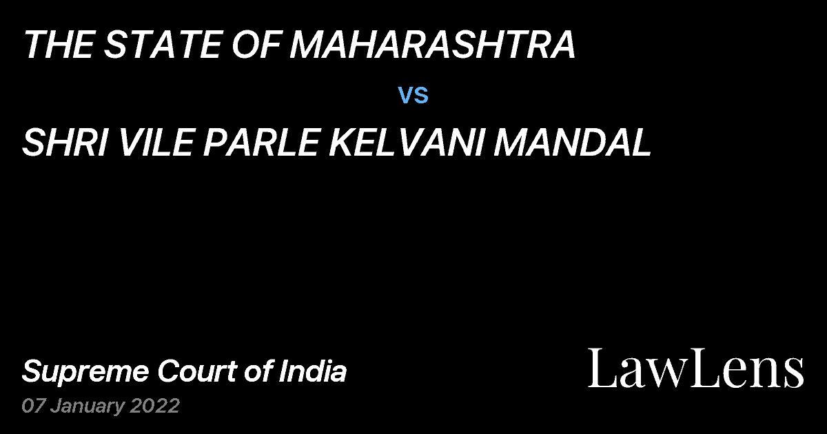 Preview image for THE STATE OF MAHARASHTRA vs. SHRI VILE PARLE KELVANI MANDAL