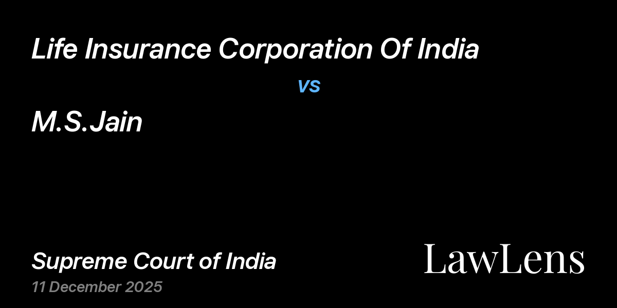 Preview image for Life Insurance Corporation Of India vs. M.S.Jain