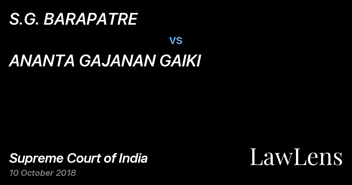 Preview image for S.G. BARAPATRE vs. ANANTA GAJANAN GAIKI