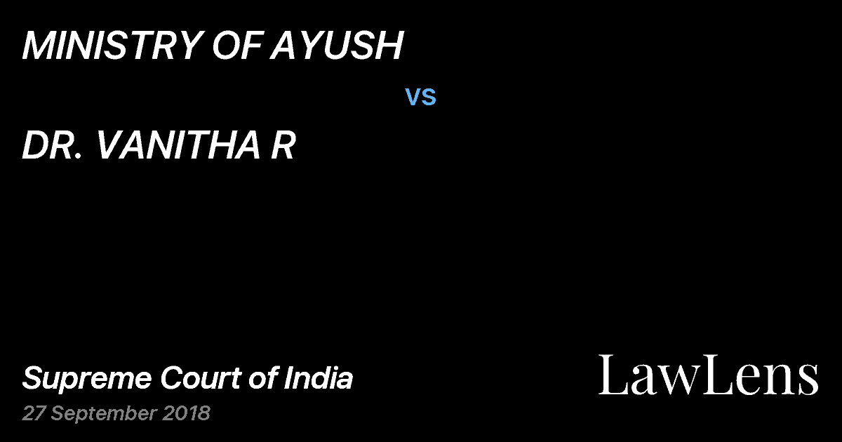Preview image for MINISTRY OF AYUSH vs. DR. VANITHA R