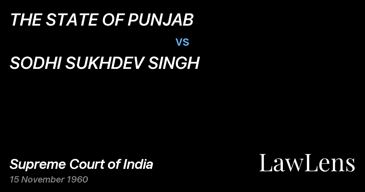 Preview image for THE STATE OF PUNJAB vs. SODHI SUKHDEV SINGH