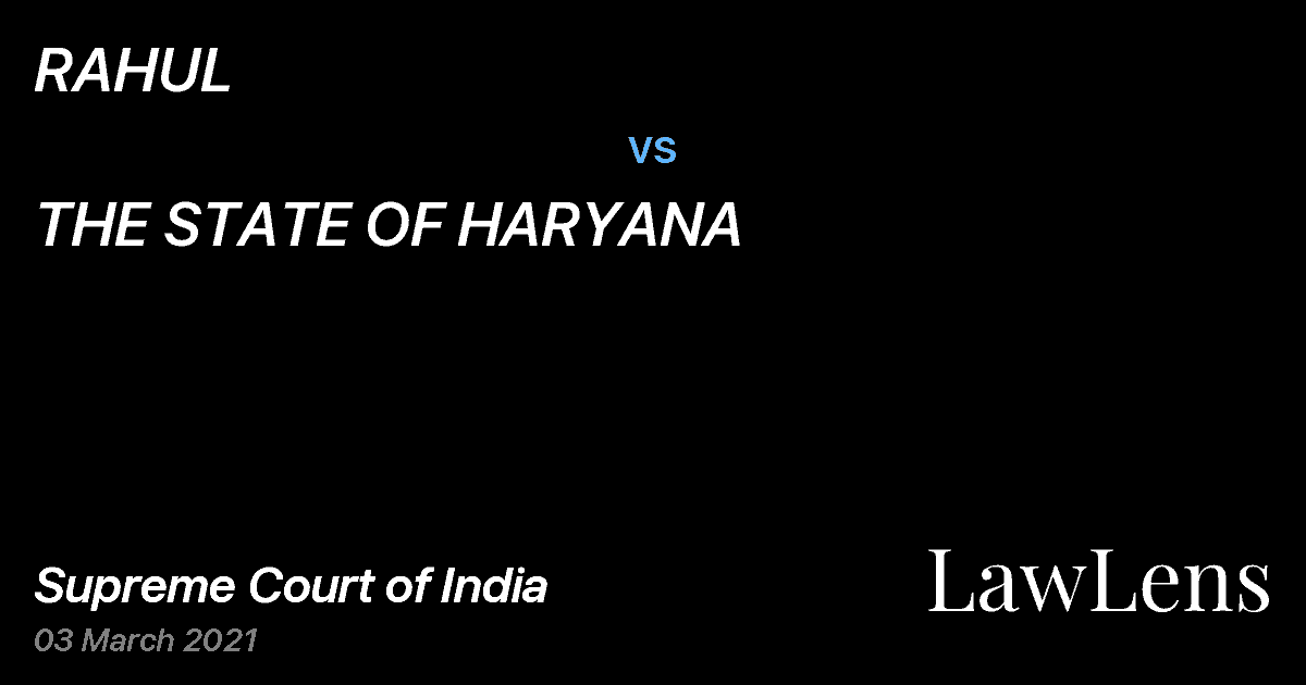 Preview image for RAHUL vs. THE STATE OF HARYANA