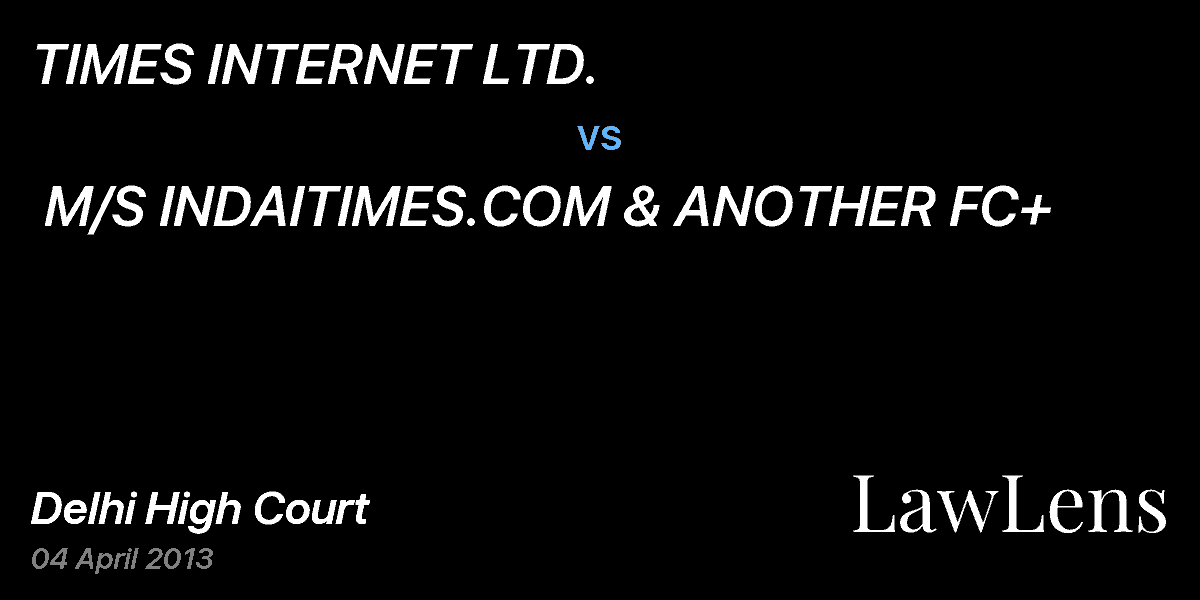 Preview image for TIMES INTERNET LTD.  vs.  M/S INDAITIMES.COM & ANOTHER FC+   