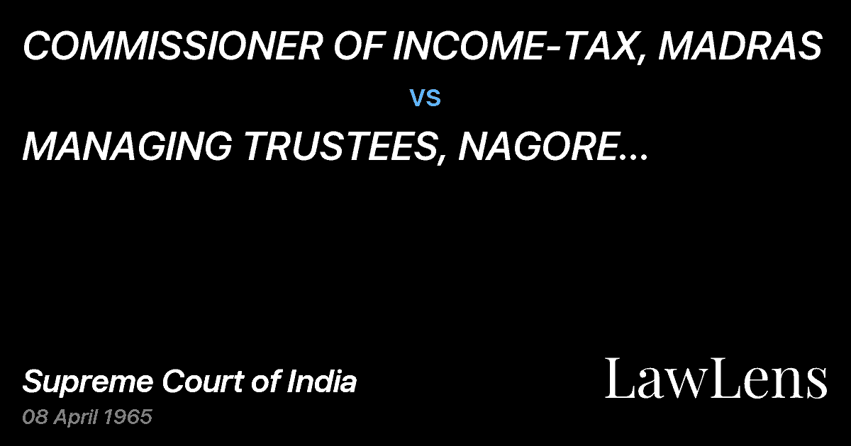 Preview image for COMMISSIONER OF INCOME-TAX, MADRAS vs. MANAGING  TRUSTEES,  NAGORE DURGHA,  NAGORE