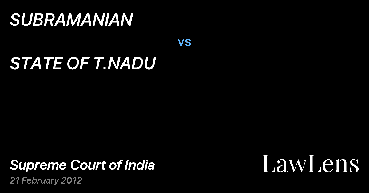 Preview image for SUBRAMANIAN vs. STATE OF T.NADU