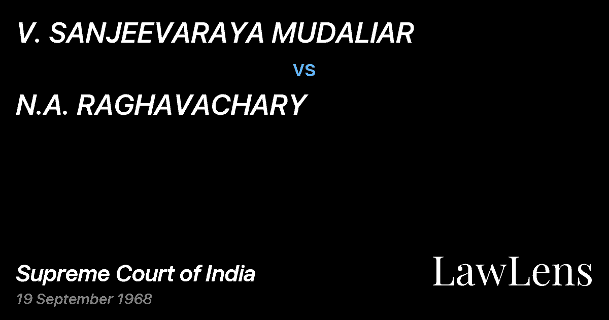 Preview image for V. SANJEEVARAYA MUDALIAR vs. N.A. RAGHAVACHARY
