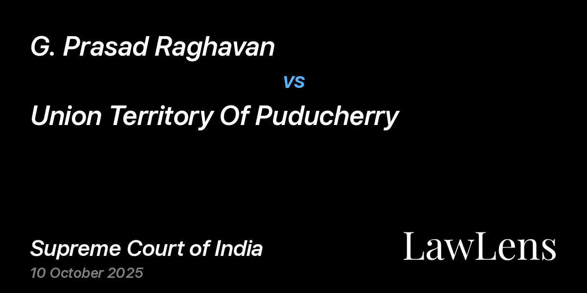 Preview image for G. Prasad Raghavan vs. Union Territory Of Puducherry